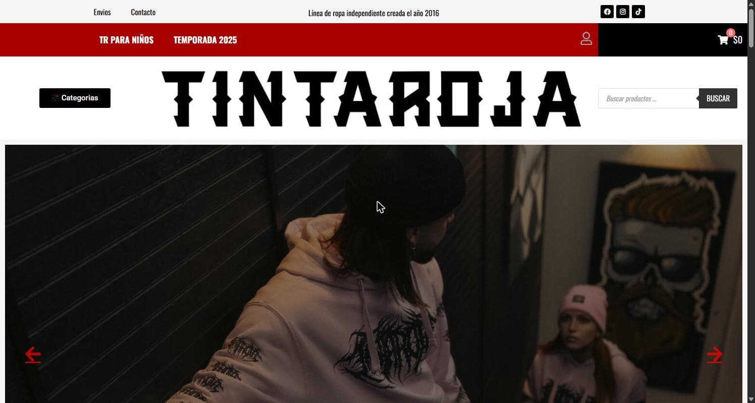 Tinta Roja — portada del sitio anterior sobre WordPress