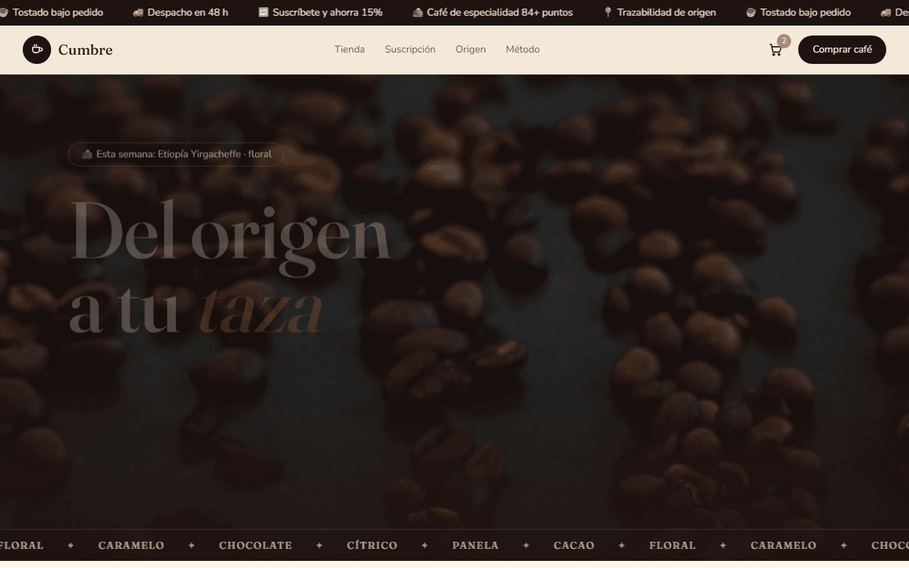 Plantilla web Cumbre — Café de Especialidad