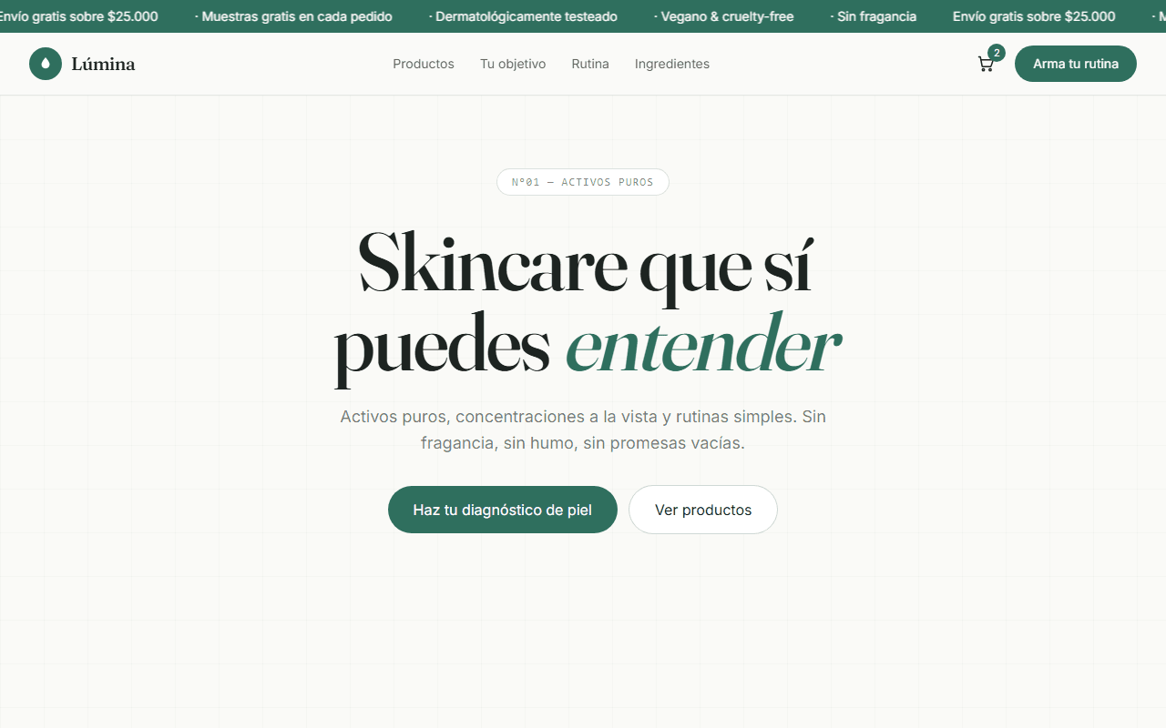 Demo: Lúmina — Skincare Clínico