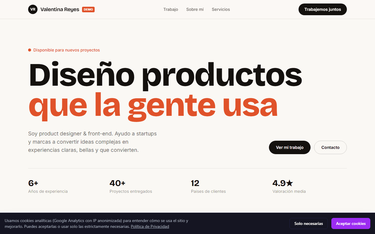 Demo: Portafolio & CV Creativo