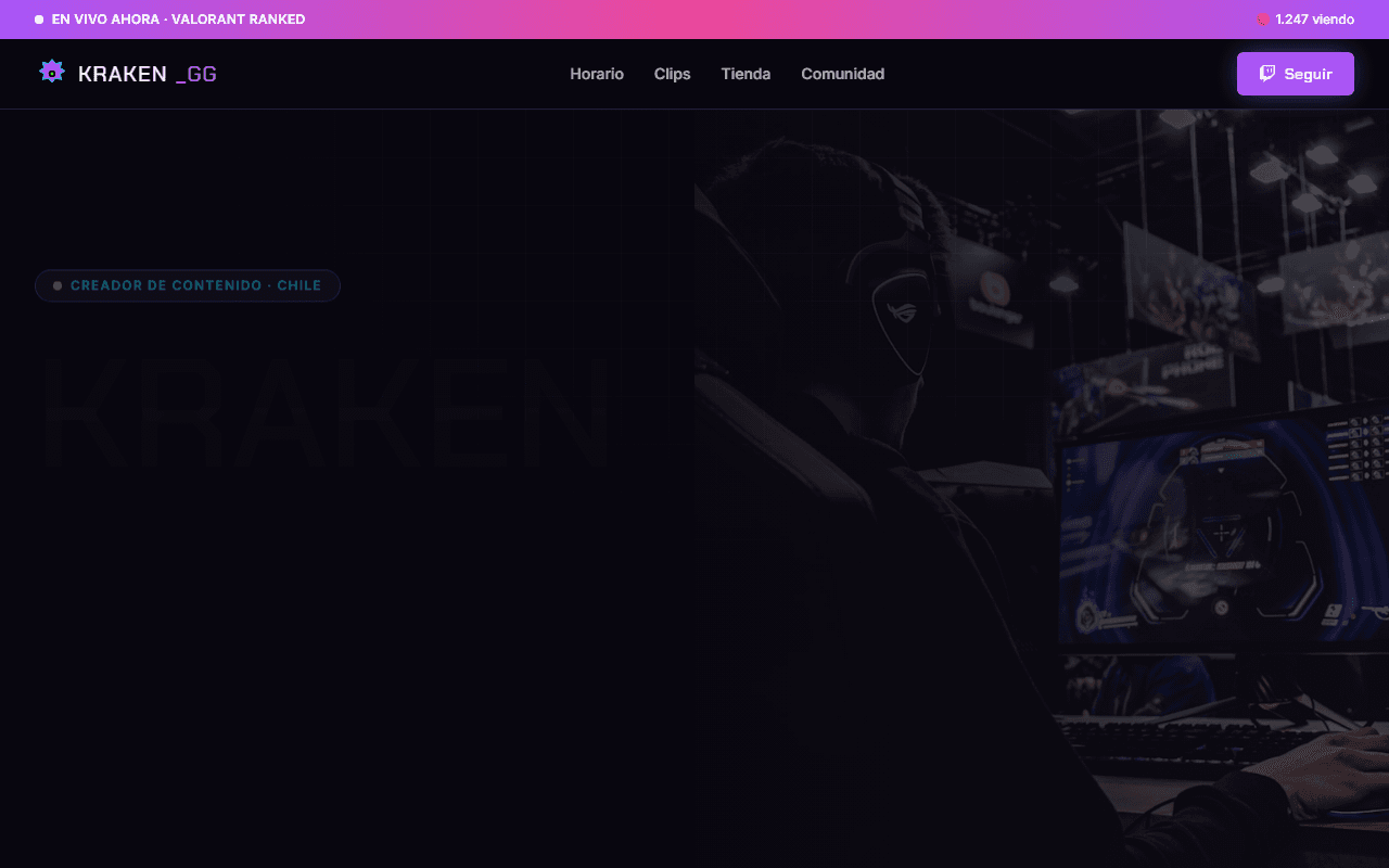 Plantilla web Streamer & Gaming